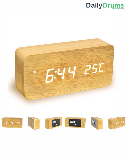 TUSCON Wooden LED Digital Alarm Clock DD-407 - Dailydrumsgifts